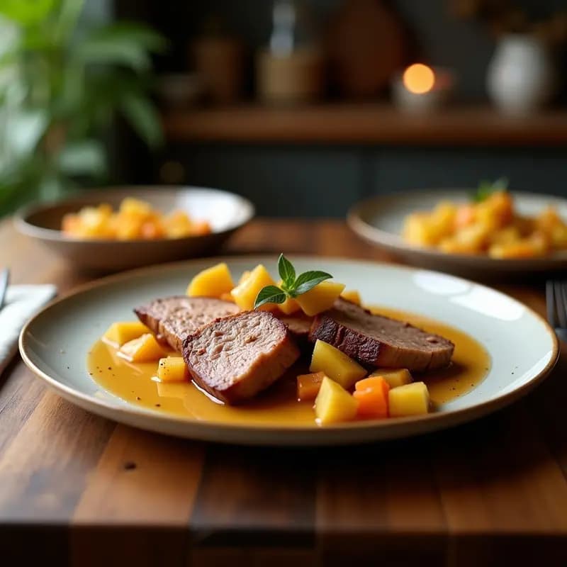 Lomo de Cerdo Adobado con Piña Caramelizada: Receta Filipina Dulce y Picante en Olla Lenta