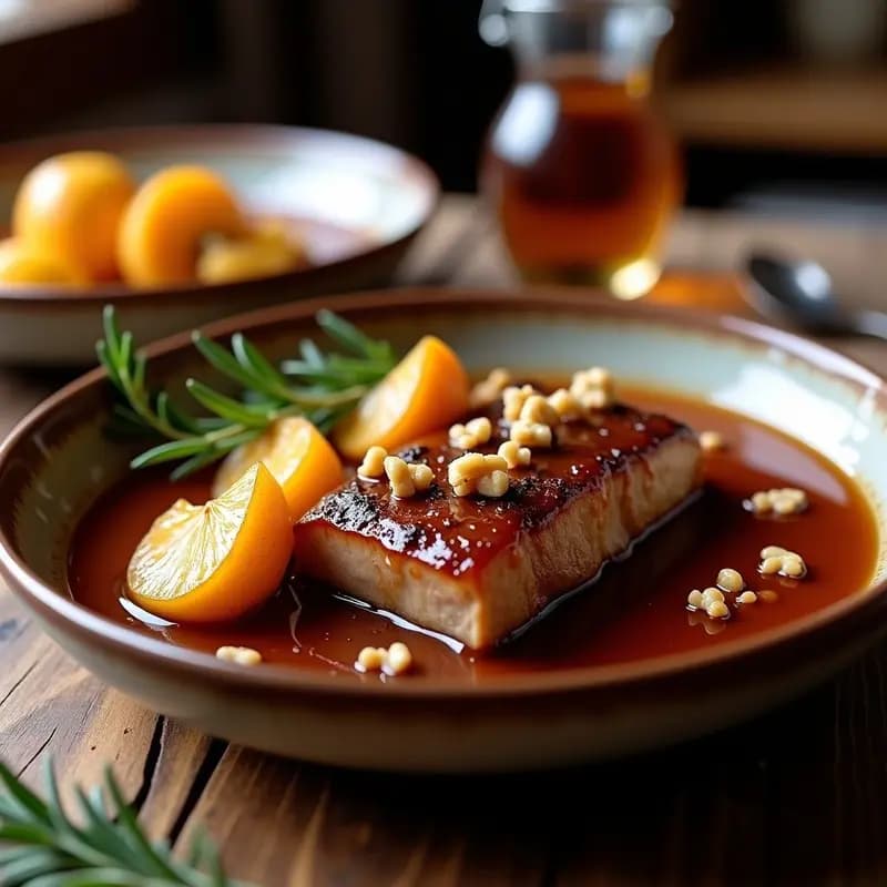Lomo de Cerdo al Whisky y Miel con Manzana Asada: Guiso de Invierno con Toque Dulce