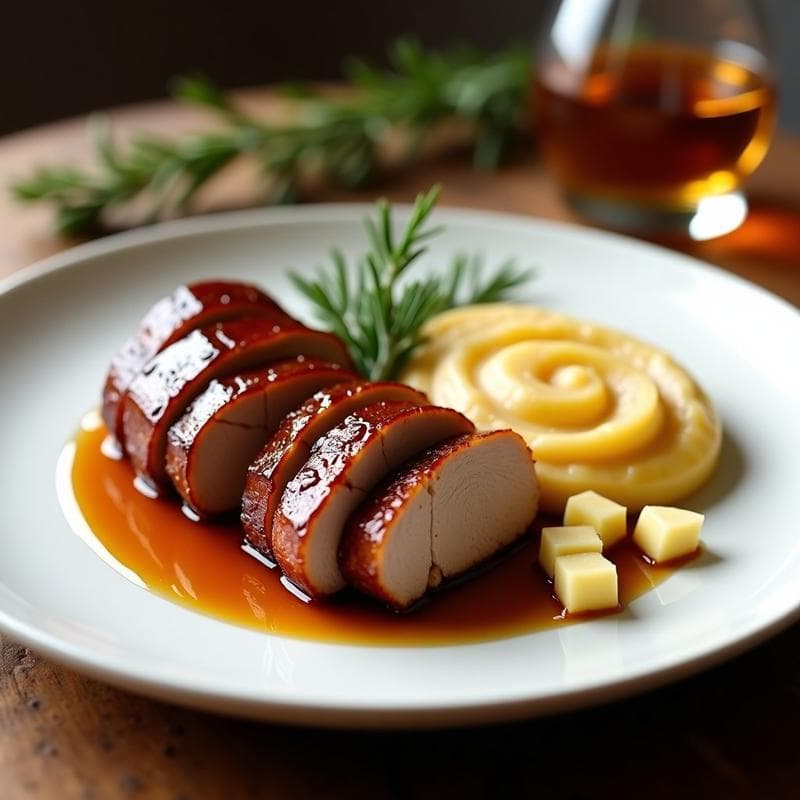 Lomo de Cerdo al Whisky con Puré de Manzana: Receta Escocesa en Olla Express
