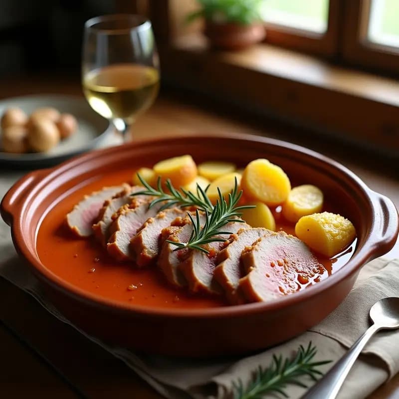 Lomo en Manteca Colorado con Patatas Panaderas: Receta Extremeña para Ocasiones Especiales