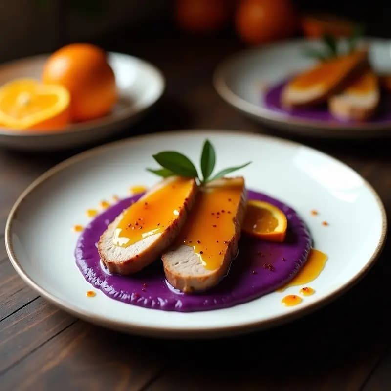 Lomo a la Naranja con Puré de Camote Morado: Receta Peruana Gourmet y Sin Gluten