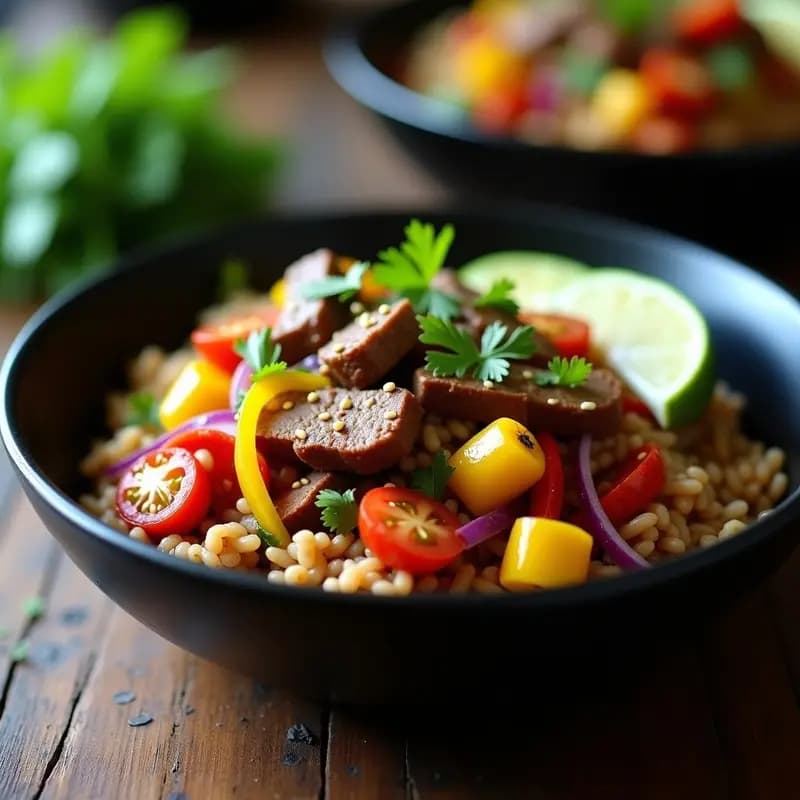Lomo Saltado con Arroz Integral y Palta: Receta Peruana-China Alta en Proteína y Fibra