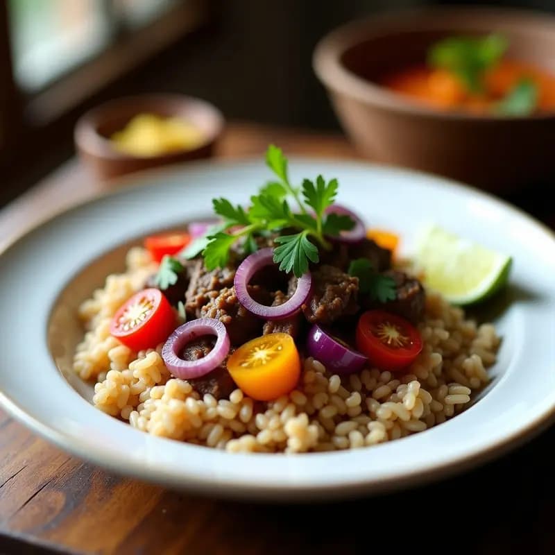 Lomo Saltado con Arroz Integral: Receta Peruana Clásica con Toque Saludable y Sin Gluten