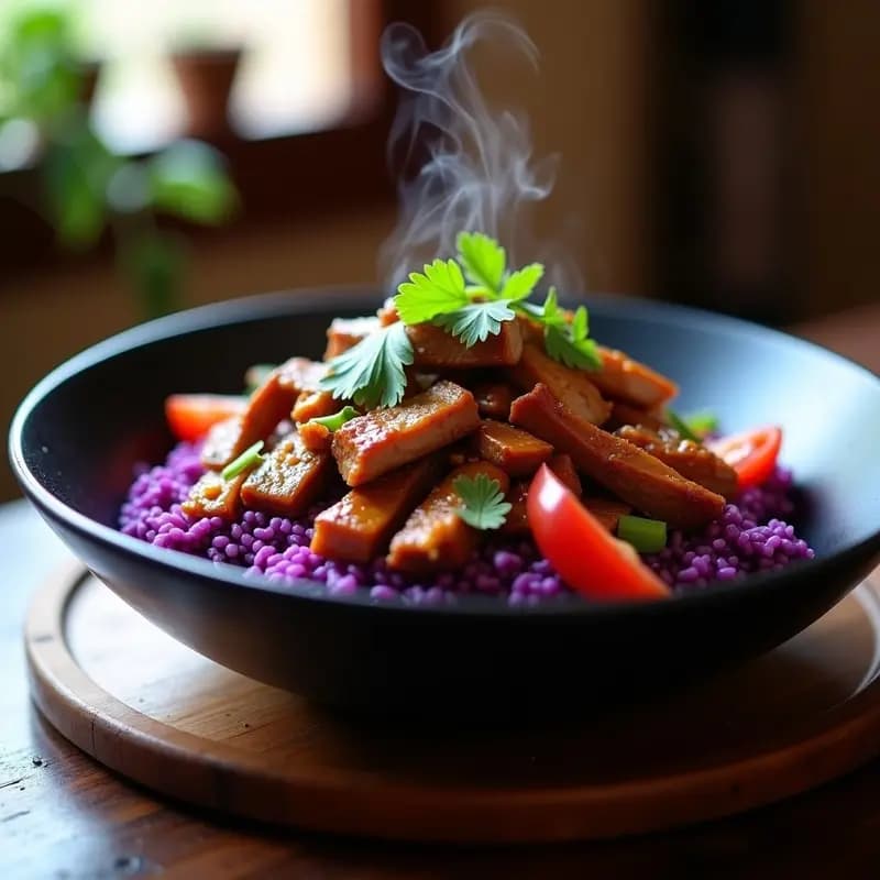 Lomo Saltado con Arroz Morado: Receta Peruana en Wok y Baja en Calorías