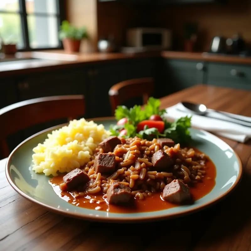 Lomo Saltado Peruano con Arroz y Patatas: Receta Fusión China-Peruana en Sartén