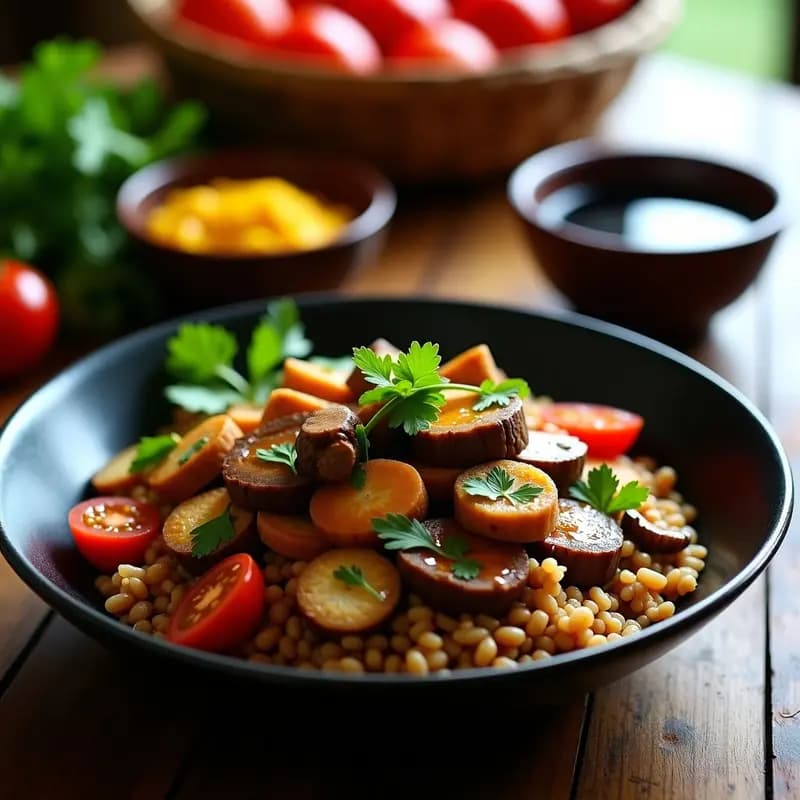 Lomo Saltado con Champiñones Portobello: Receta Peruana Vegetariana y Alta en Proteína
