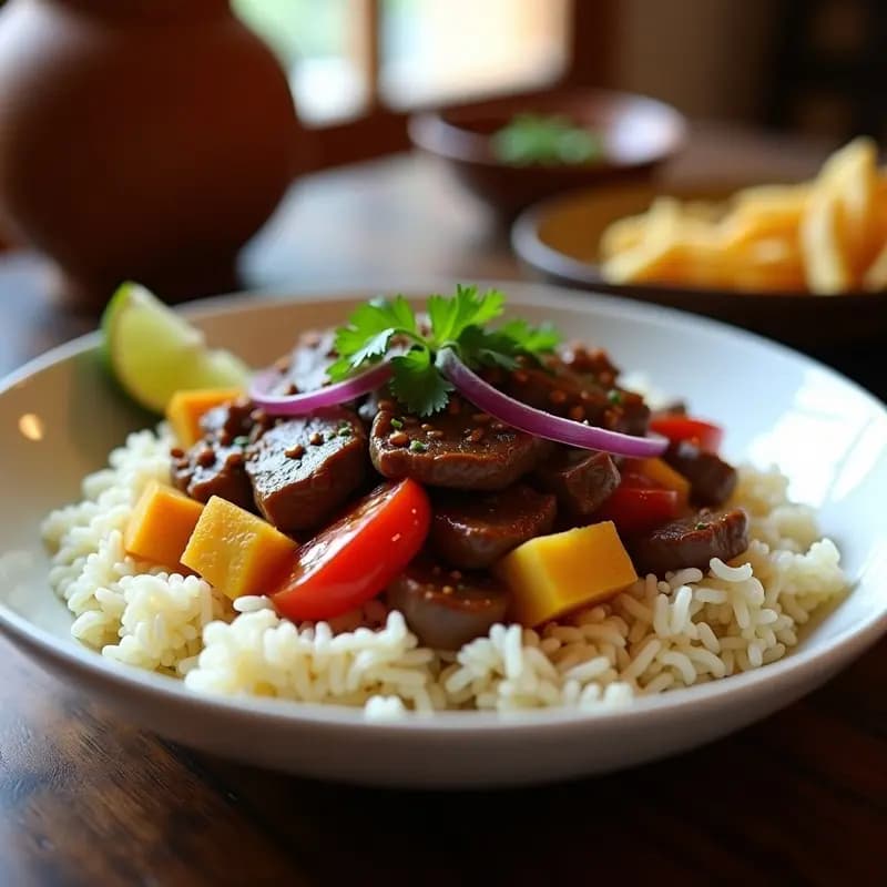 Lomo Saltado Peruano con Arroz y Patatas: Combina lo Mejor de China y Perú