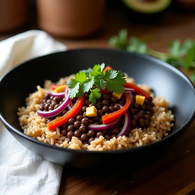 Lomo Saltado Peruano con Lentejas y Arroz Integral: Versión Vegana y Saludable