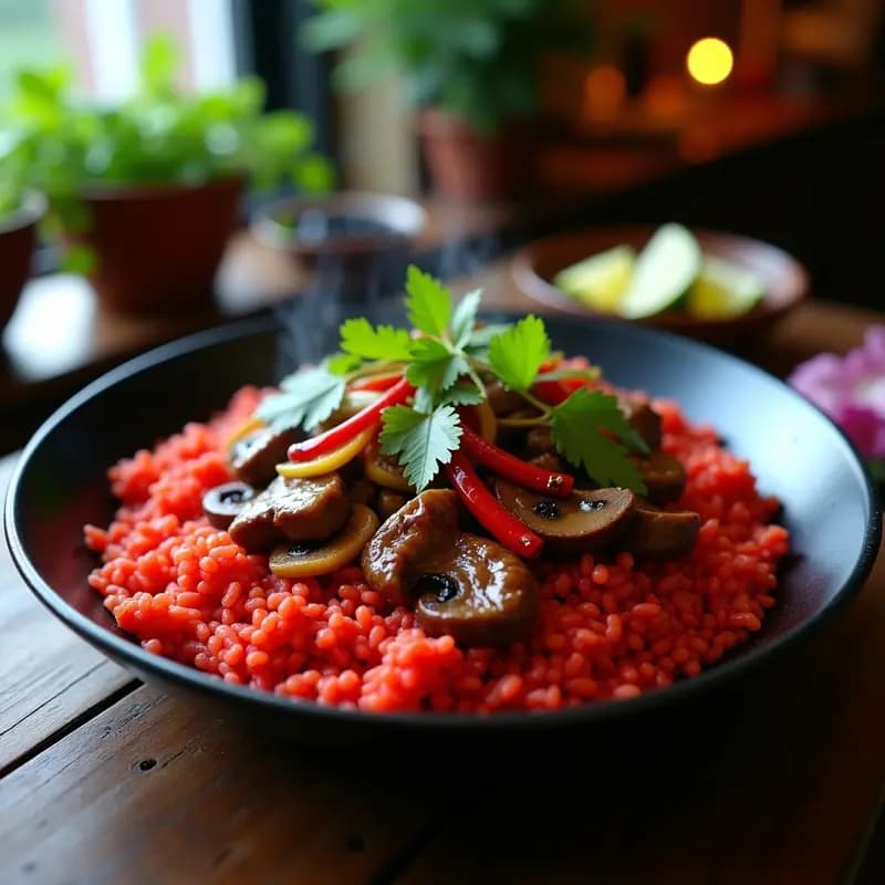 Lomo Saltado de Seitan y Champiñones: Receta Peruana-China Vegana con Arroz Jasper