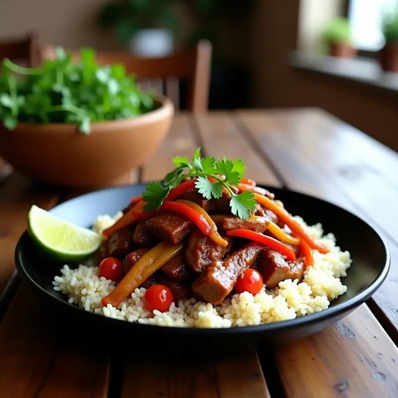 Lomo Saltado de Seitan y Tomates Secos: Receta Peruana Vegana y con Umami