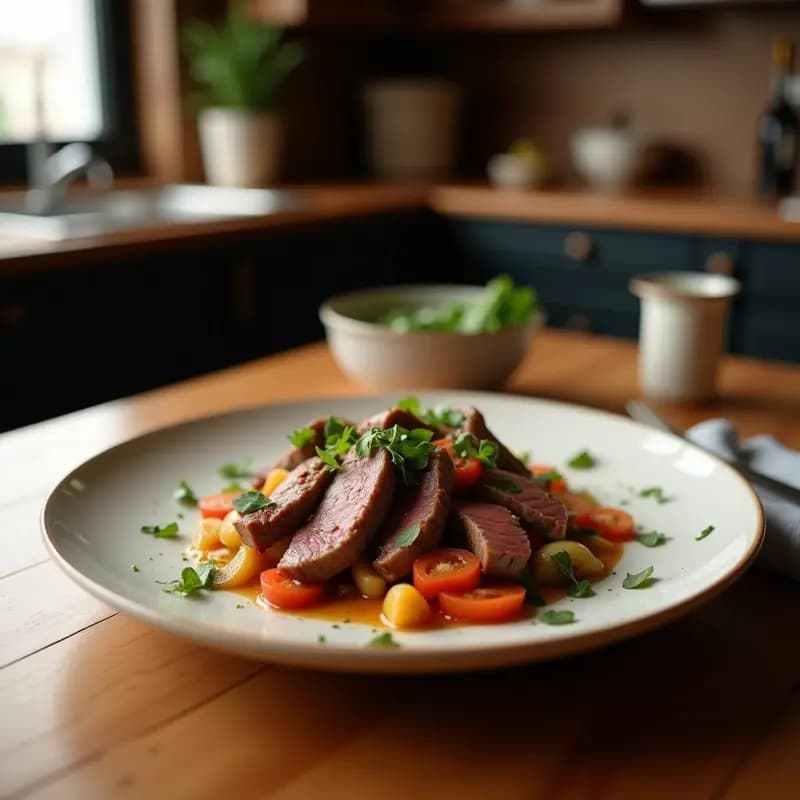 Lomo Saltado con Sillao y Jengibre: Receta Peruano-China en Wok con Vegetales Frescos