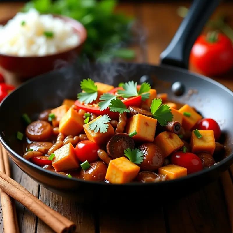 Lomo Saltado con Tofu y Palillos de Canela: Receta Peruano-China Vegana y Picante