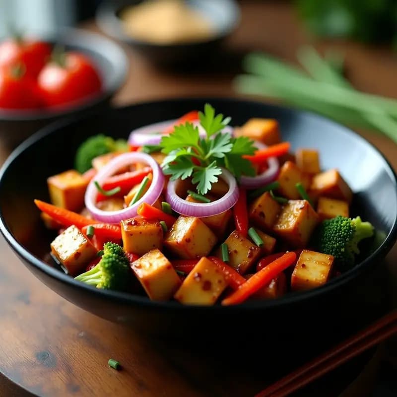 Lomen Saltado de Tofu y Vegetales: Receta Peruano-China Vegana y Sin Gluten