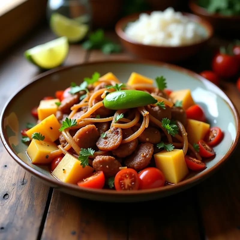 Lomo Saltado Vegano con Seitán y Papas: Receta Peruana Fusion en Sartén