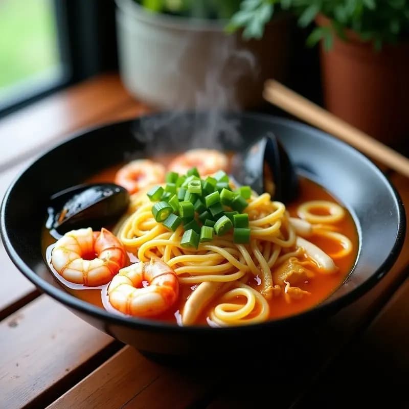 Low Mee de Fideos Amarillos y Mariscos: Receta Singapurense en 25 Minutos