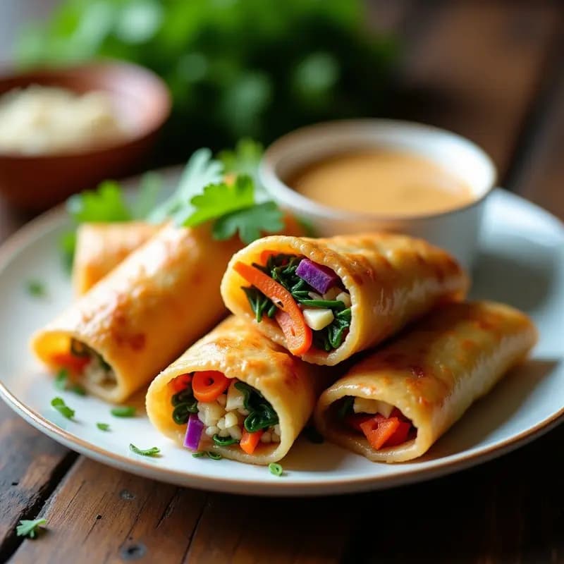 Lumpia Filipina de Verduras y Tofu: Rollitos Crujientes Sin Gluten y Veganos