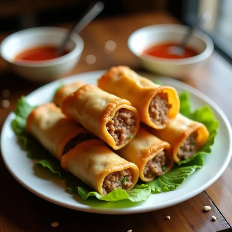 Lumpia Shanghai de cerdo y repollo: Rollitos Filipinos Crujientes en Airfryer