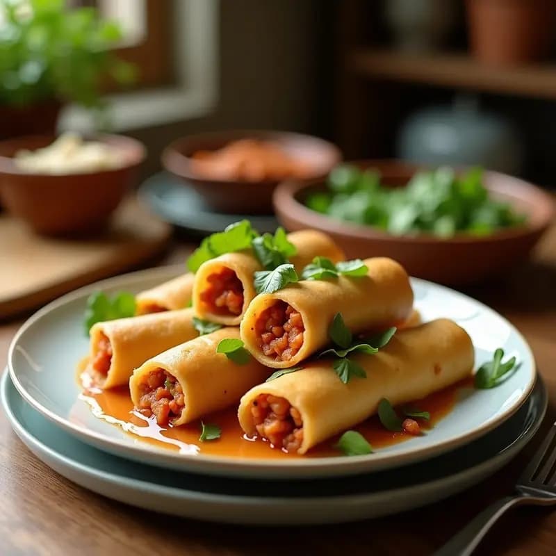 Lumpia de Verduras y Cerdo: Rollitos Filipinas Crujientes en Sartén