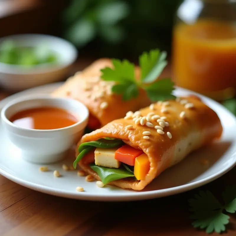 Lumpia Filipina de Verduras y Tofu con Salsa Agridulce: Receta en Airfryer Sin Aceite