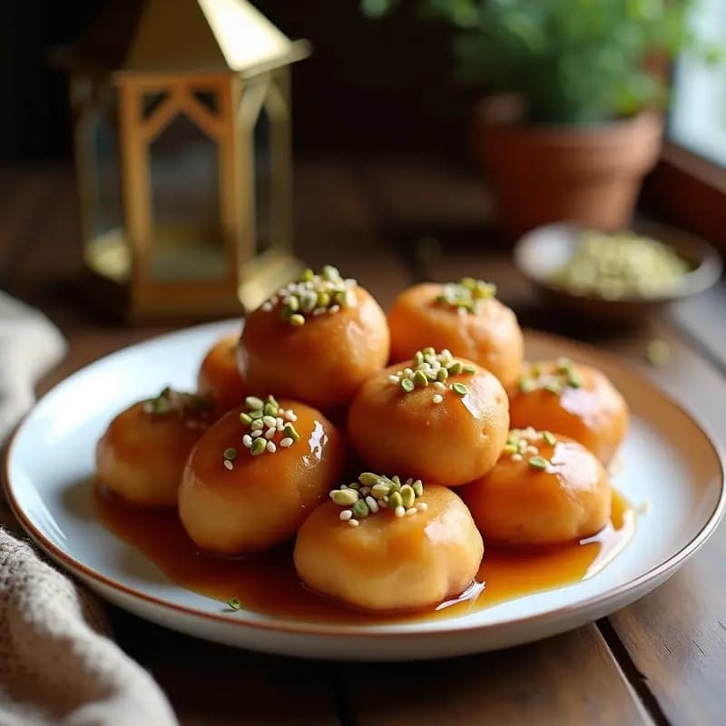 Luqaimat con Sirope de Dátiles: Buñuelos Árabes Crujientes en Airfryer