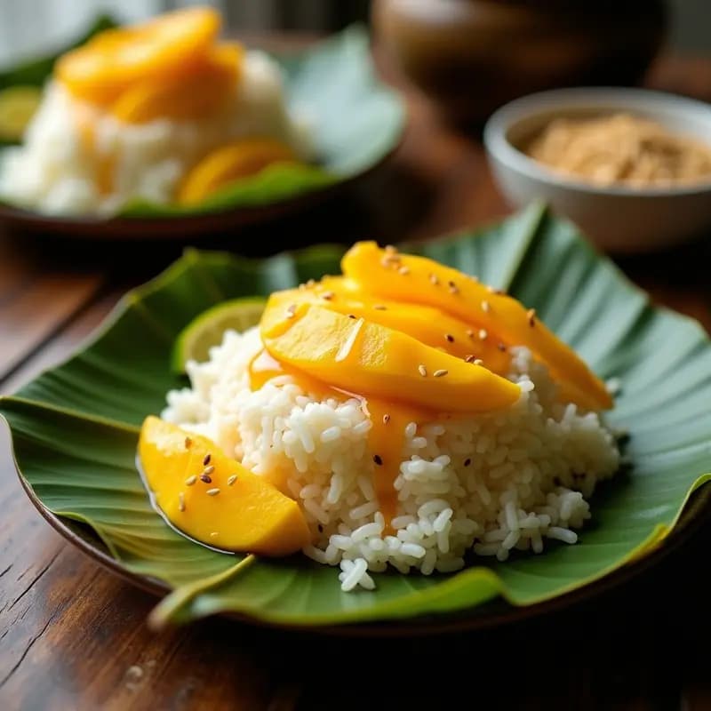 M they Chey de Arroz Glutinosa y Mango: Desayuno Camboyano Dulce y Salado