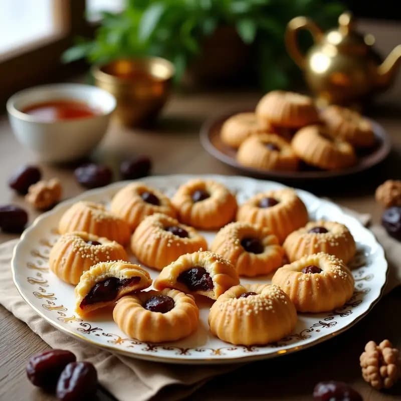 Maamoul de Dátiles y Nueces con Esencia de Agua de Azahar: Postre Árabe Sin Harina