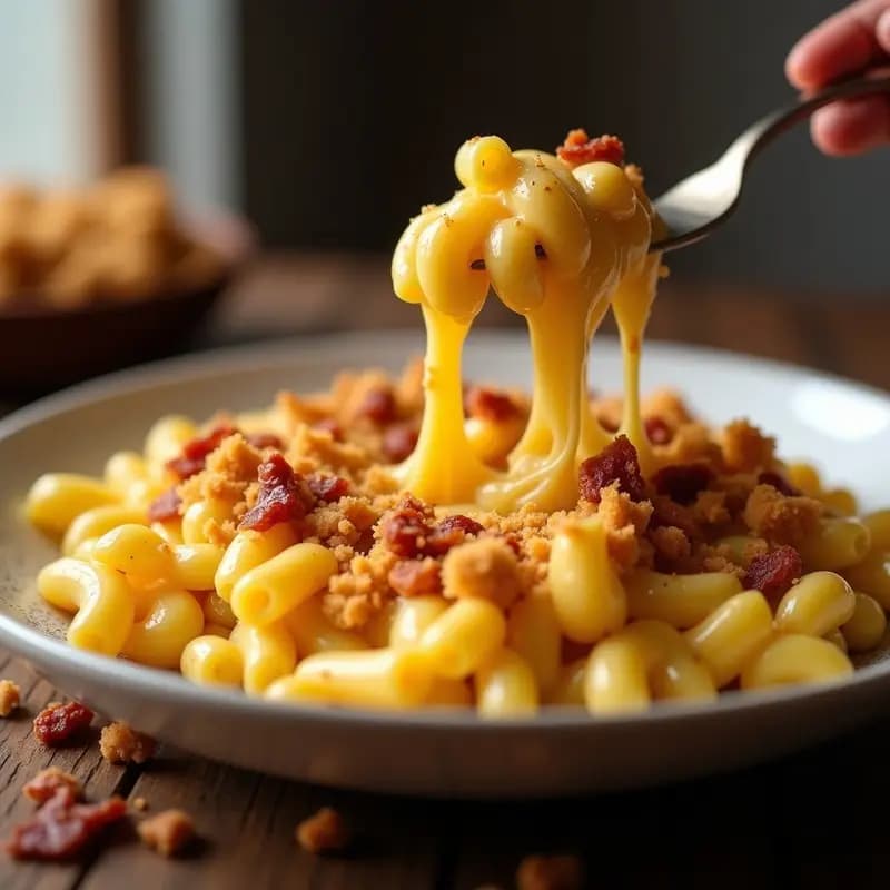 Mac and Cheese con 4 Quesos Panceta Crujiente y Migas de Pan Dorado: Receta Reconfortante al Máximo