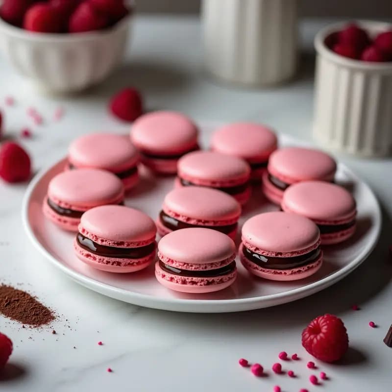 Macarons Franceses de Frambuesa y Chocolate: Receta Dulce y Elegante para Impresionar