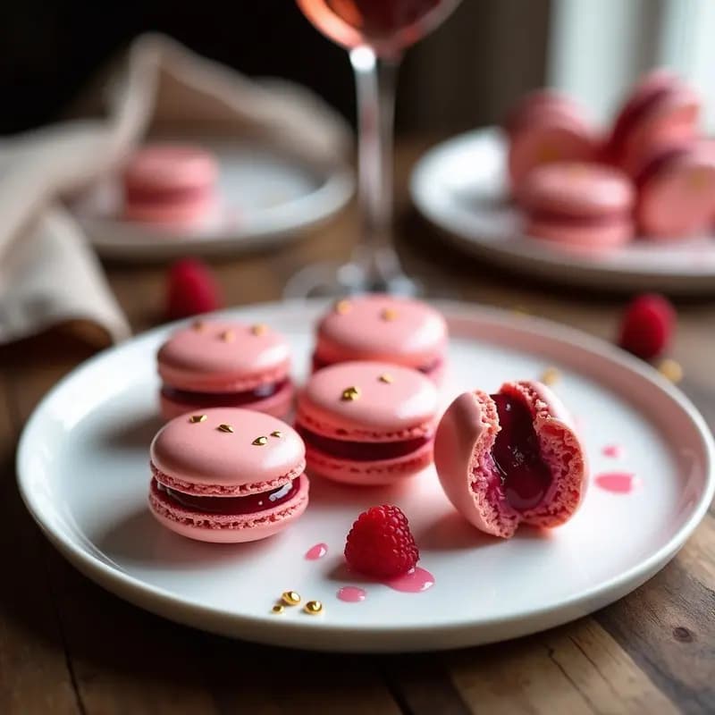 Macarons de Frambuesa y Vino Rosado: Postre Francés Gourmet en 5 Ingredientes