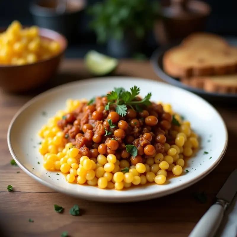 Mafé de Garbanzos y Batata: Estofado Africano Vegano con Manchego de Cacahuete