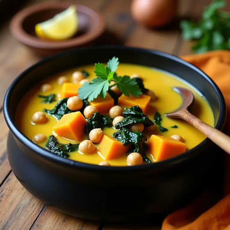 Mafé con Garbanzos y Calabaza: Estofado Amarillo Senegalés Vegano