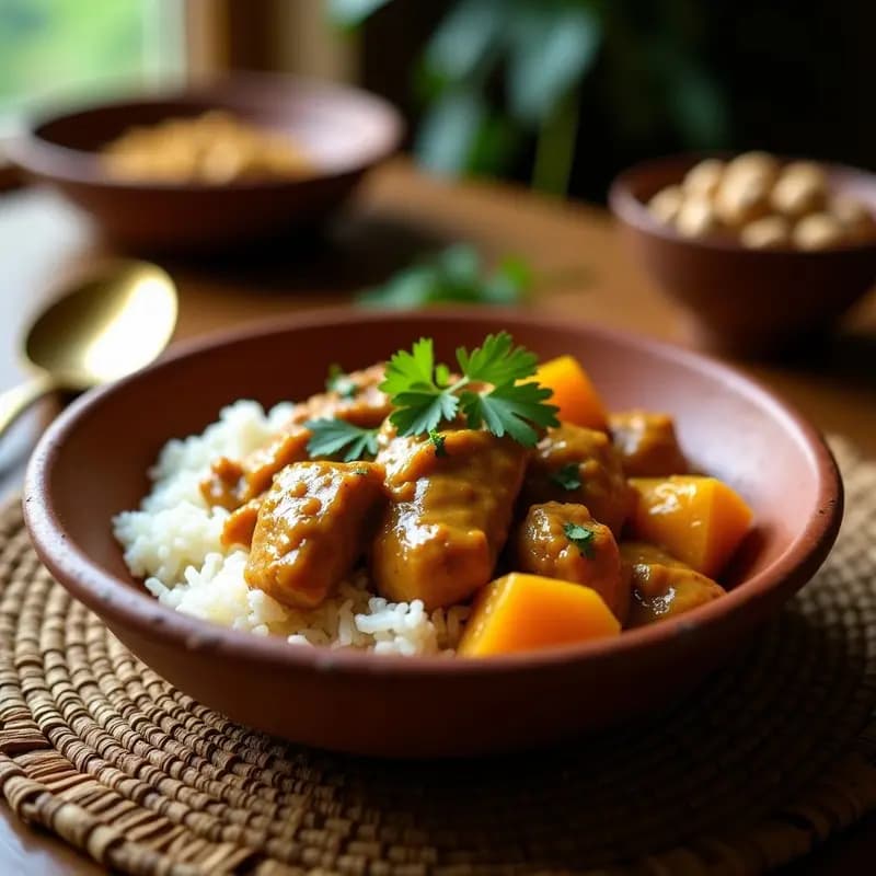 Mafé de Pollo con Maní y Ñame: Estofado Senegalés en Olla Exprés con Toque Africano