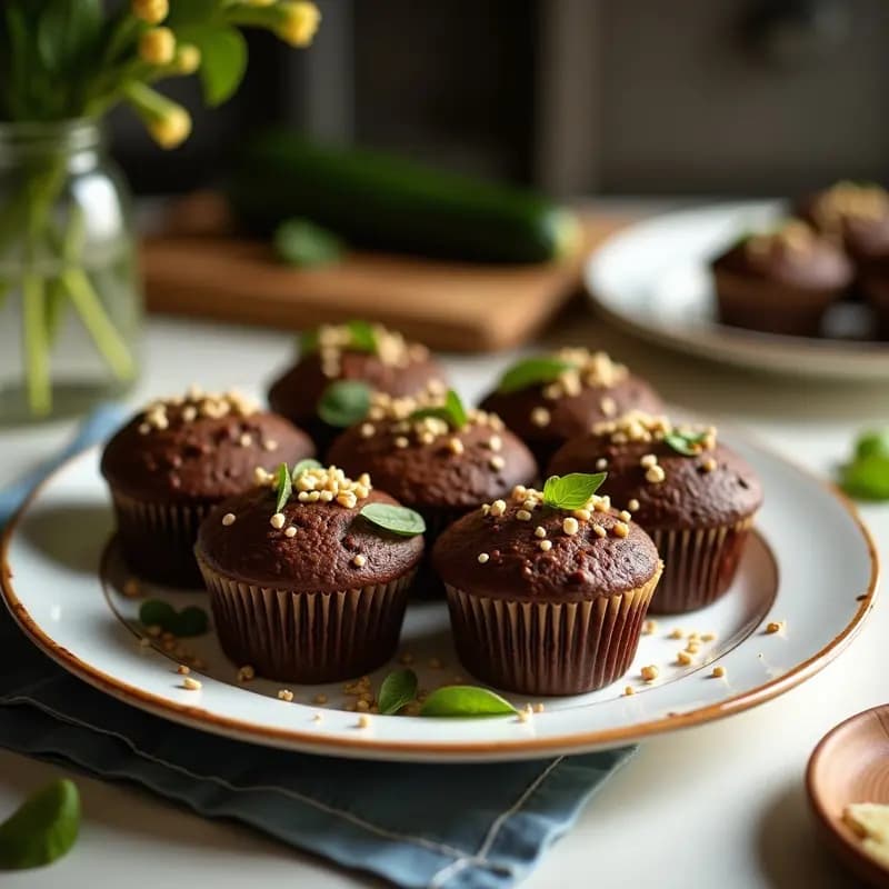 Magdalenas de Calabacín y Chocolate 85% con Aceite de Coco: Postre Keto y Sin Harina en 20 Minutos