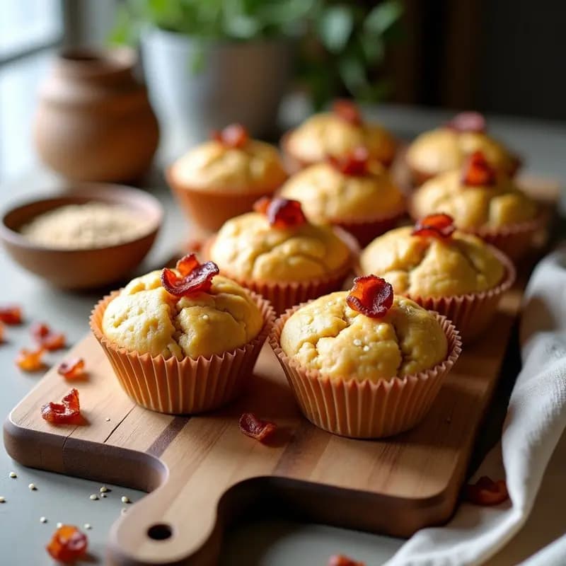 Magdalenas de Harina de Garbanzo y Bacon Crujiente: Desayuno Keto Sin Harina