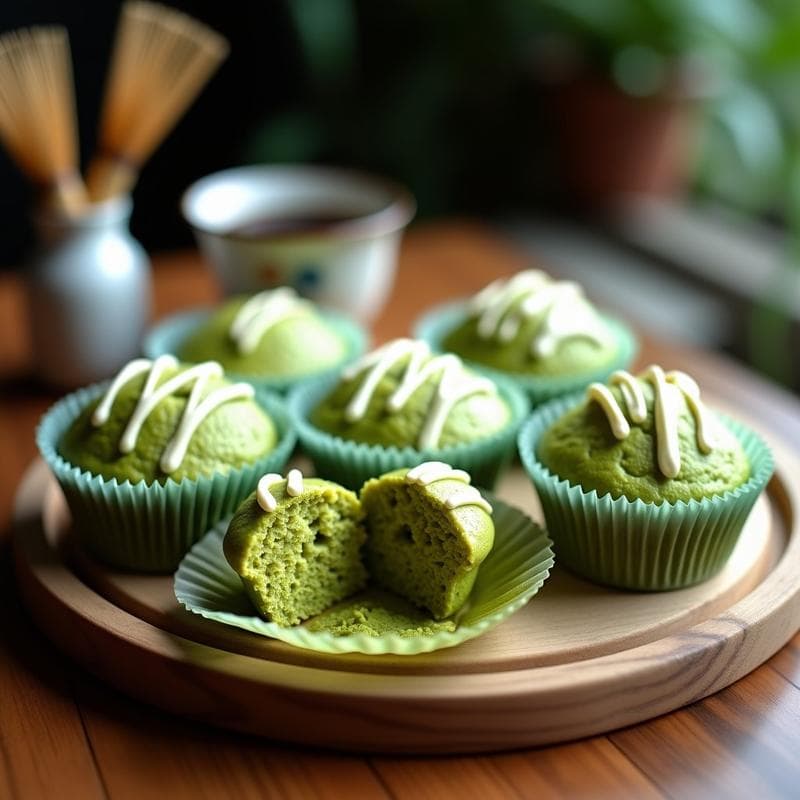Magdalenas de Matcha y Chocolate Blanco: Postre Japonés Sin Harina y Bajo en Calorías