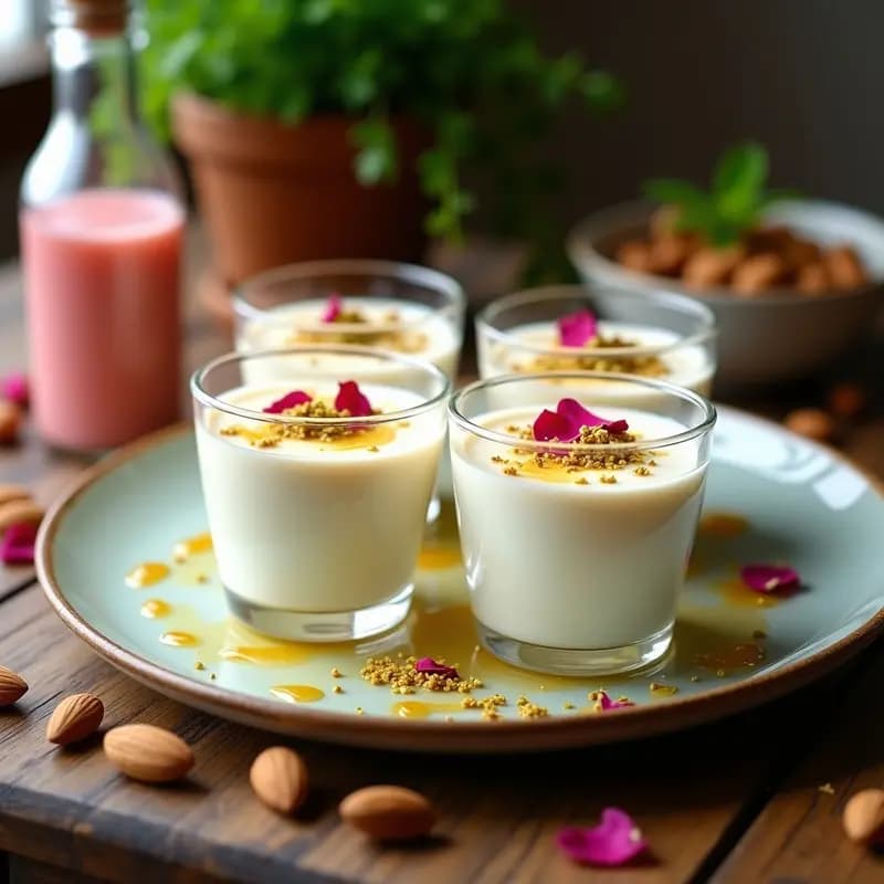 Mahalabia Árabe con Leche de Almendras y Agua de Rosa: Postre Crema Vegano