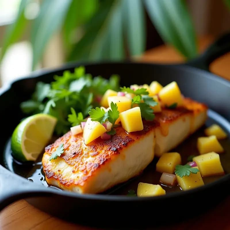 Mahi Mahi al Estilo Bahamés con Salsa de Piña y Jalapeño: Receta Tropical en Sartén