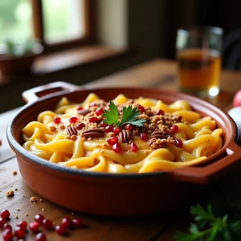 Makarrón con Queso Armenio: Gratinado de Fideos con Quesos Fundidos y Nueces