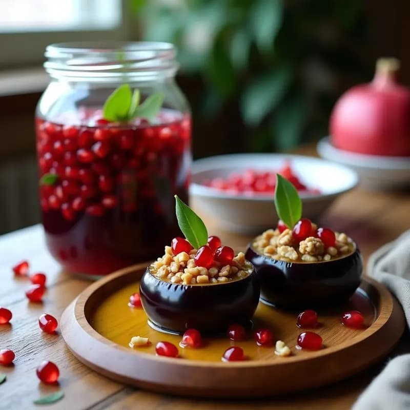 Makdous ARMENIO relleno de nueces y granada: Entrante Vegano Fermentado en 5 Días