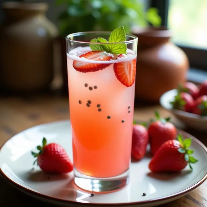 Makgeolli de Arroz Fermentado con Fresas: Bebida Coreana Probiótica y Refrescante