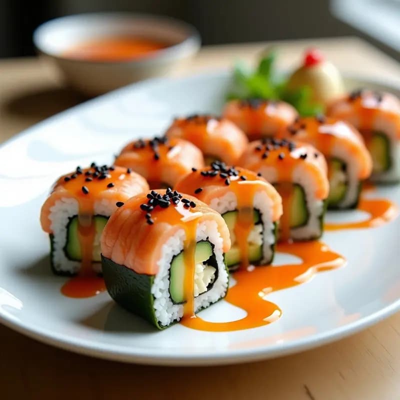 Maki de Aguacate y Langostino con Salsa Sriracha: Receta Japonesa Fusion en 15 Minutos