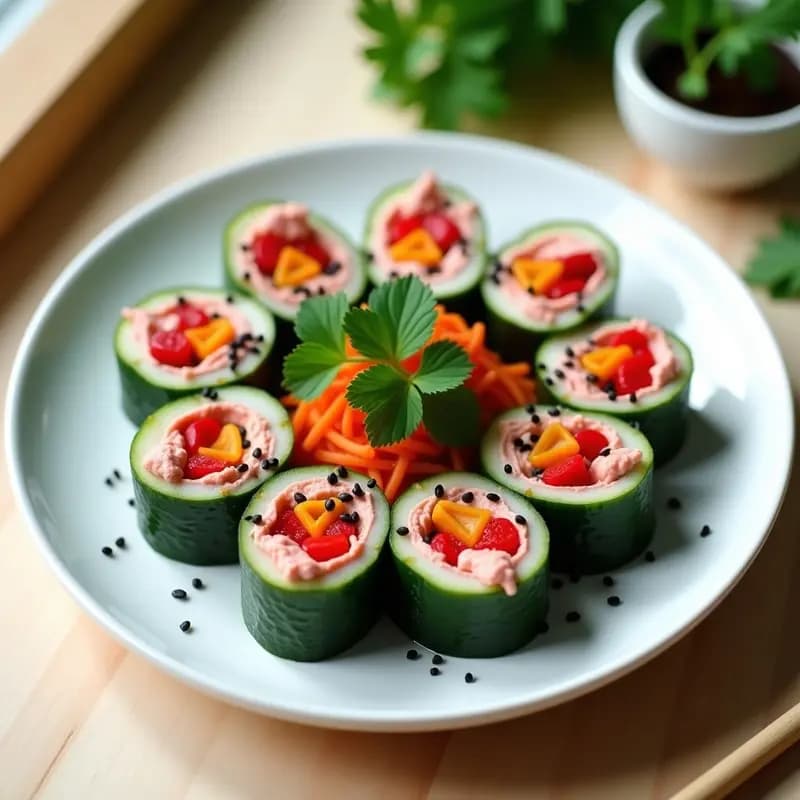 Maki de Pepino y Hummus: Rollos Japoneses Veganos y Crudiveganos