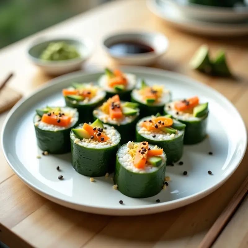 Maki Rolls de Pepino y Queso Cream Vegano: Receta Japonesa Crudivegana y Sin Arroz