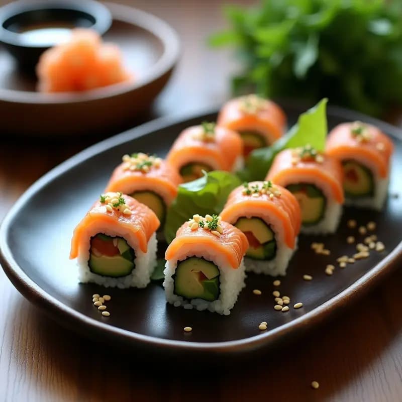 Makizushi de Aguacate y Salmón Ahumado: Rollos Japoneses Fáciles en Casa sin Bambú
