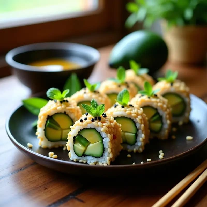 Makizushi de Pepino y Aguacate con Envoltura de Alpiste: Receta Japonesa Crudivegana