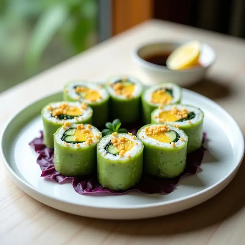 Makizushi de Pepino y Queso Philadelphia: Roll Japonés Fresco Sin Pescado
