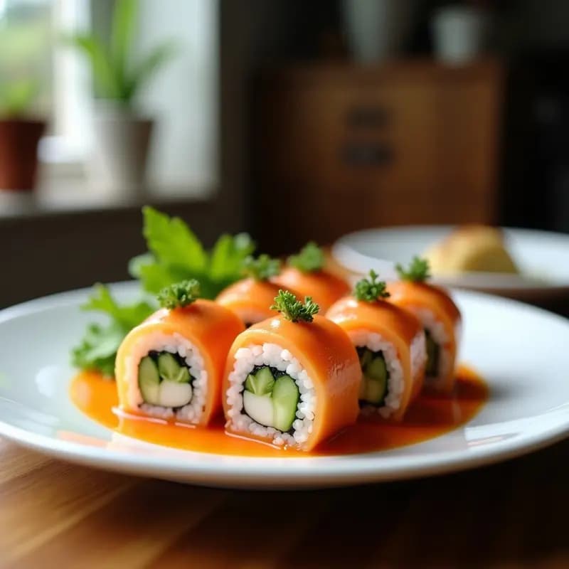 Makizushi de Pepino y Zanahoria: Roll Japonés Vegano Sin Arroz