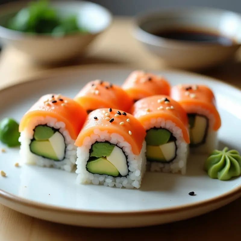 Makizushi de Salmón y Aguacate: Roll Japonés Casero con Arroz de Sushi en 15 Minutos
