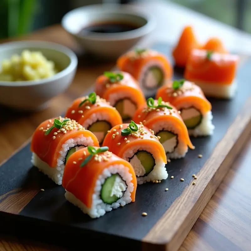 Makizushi de Salmón Ahumado y Queso Crema: Rollo Japonés Gourmet en Casa