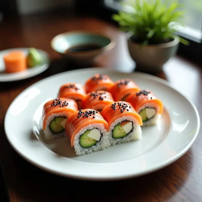 Makizushi de Salmón y Philadelphia con Sésamo Negro: Receta Japonesa con Toque Gourmet